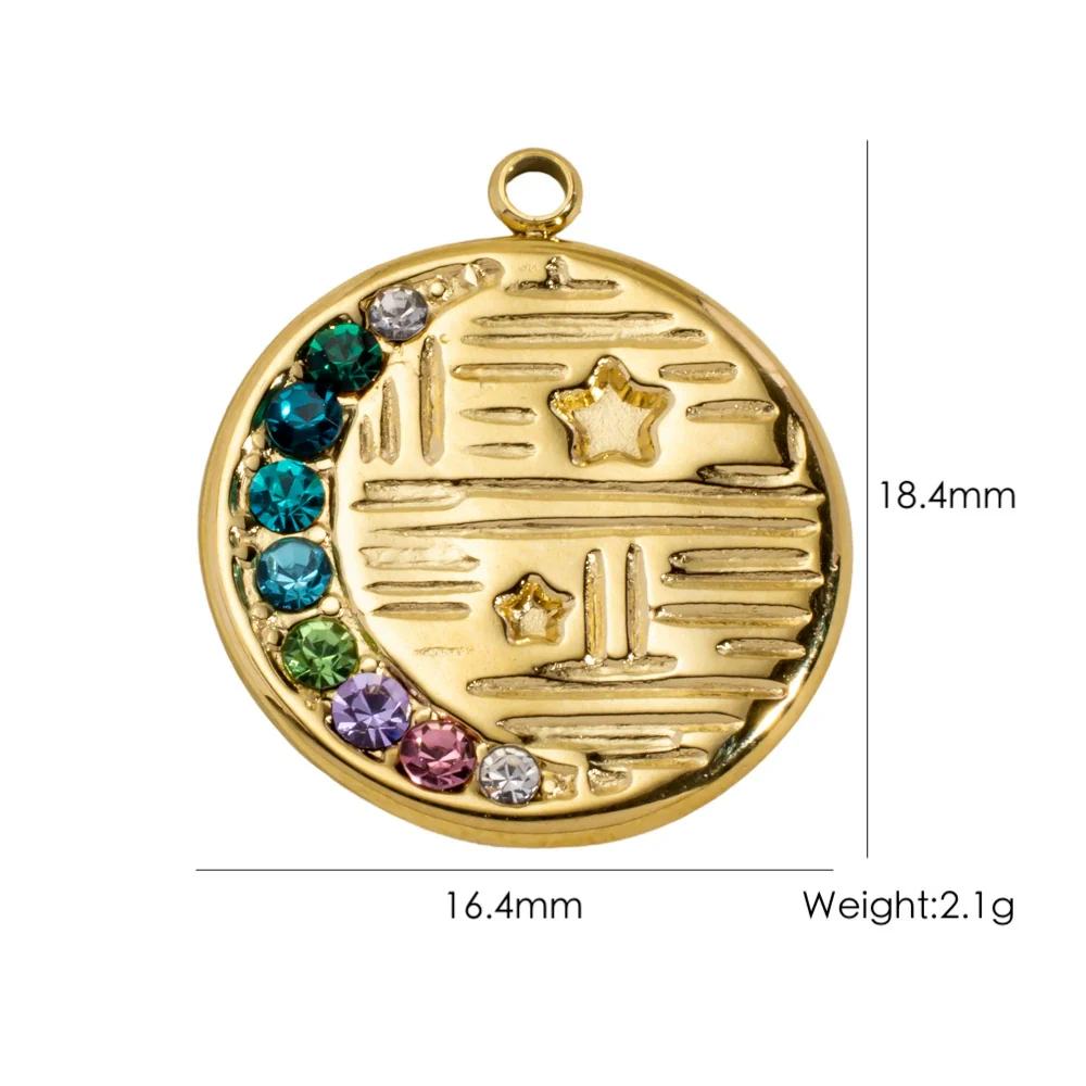 Titanium Steel Pendant With Oildrip Inlaid Diamonds And Natural Stone Stainless Steel Furnace Gold Accessories Geometric Style Electroplated - Image 27