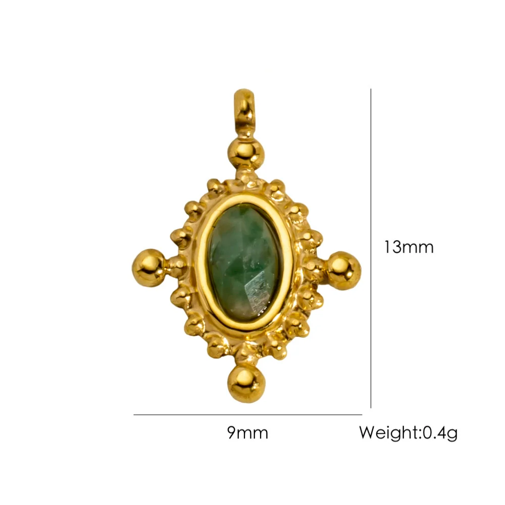 Titanium Steel Pendant With Oildrip Inlaid Diamonds And Natural Stone Stainless Steel Furnace Gold Accessories Geometric Style Electroplated - Image 7