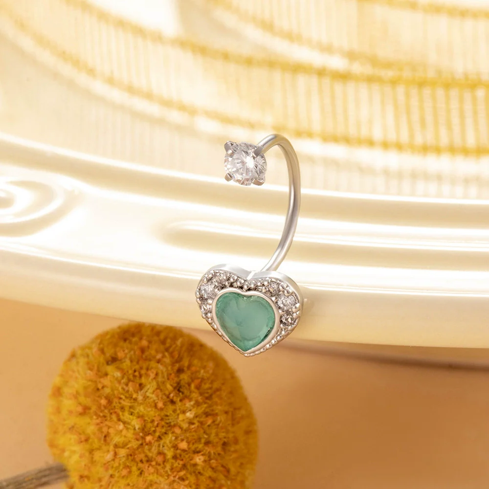 Titanium Steel Personality Heart Shaped Horseshoe Ring Earrings Inlaid Zircon - Image 10