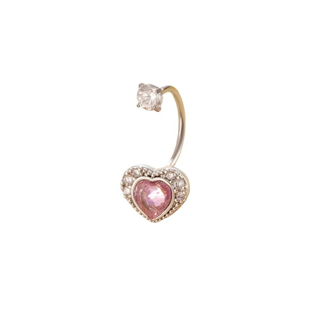 Titanium Steel Personality Heart Shaped Horseshoe Ring Earrings Inlaid Zircon - Image 4