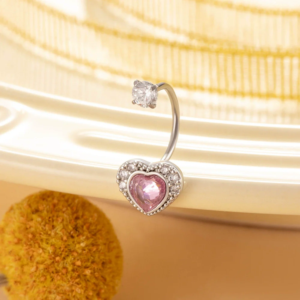 Titanium Steel Personality Heart Shaped Horseshoe Ring Earrings Inlaid Zircon - Image 5