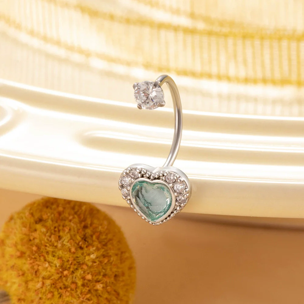 Titanium Steel Personality Heart Shaped Horseshoe Ring Earrings Inlaid Zircon - Image 6