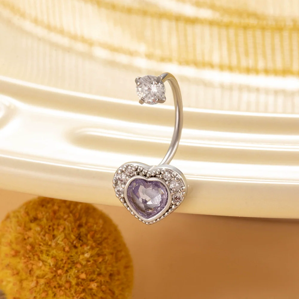 Titanium Steel Personality Heart Shaped Horseshoe Ring Earrings Inlaid Zircon - Image 7