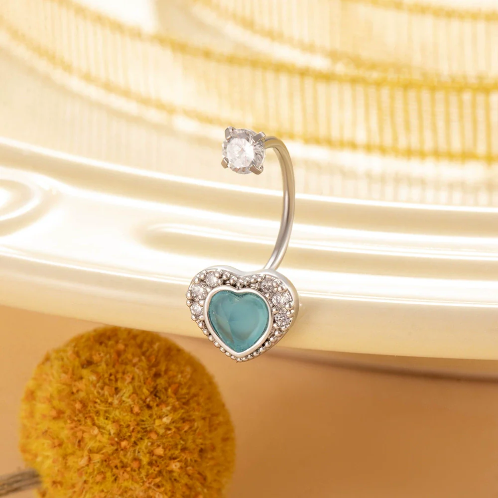 Titanium Steel Personality Heart Shaped Horseshoe Ring Earrings Inlaid Zircon - Image 8