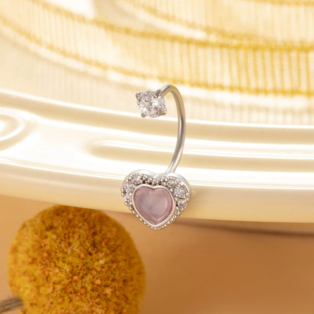 Titanium Steel Personality Heart Shaped Horseshoe Ring Earrings Inlaid Zircon - Image 9