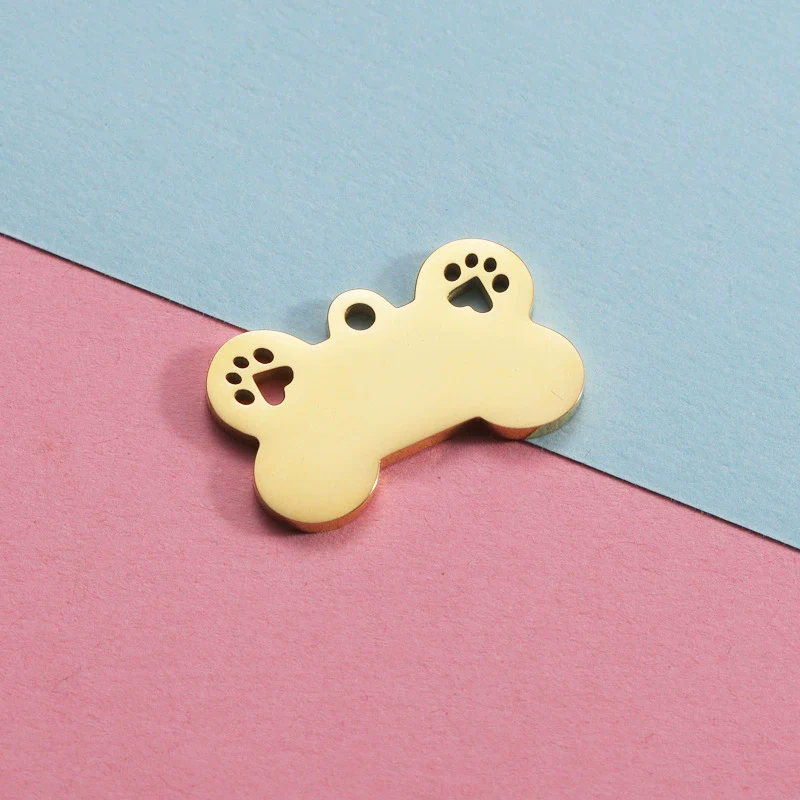 Titanium Steel Pet Pendant Jewelry Accessories Dog Bone Hollow Dog Claw Pendant Electroplating - Image 3