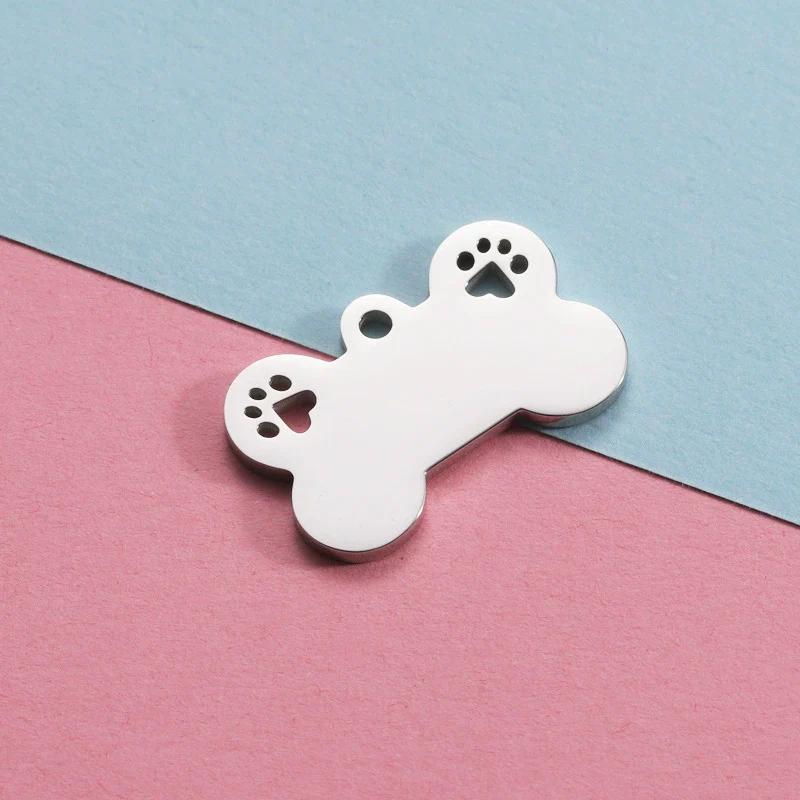 Titanium Steel Pet Pendant Jewelry Accessories Dog Bone Hollow Dog Claw Pendant Electroplating - Image 6
