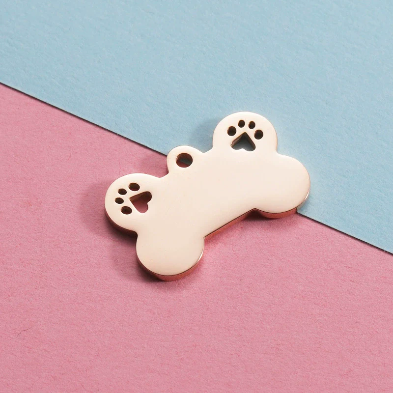 Titanium Steel Pet Pendant Jewelry Accessories Dog Bone Hollow Dog Claw Pendant Electroplating - Image 8