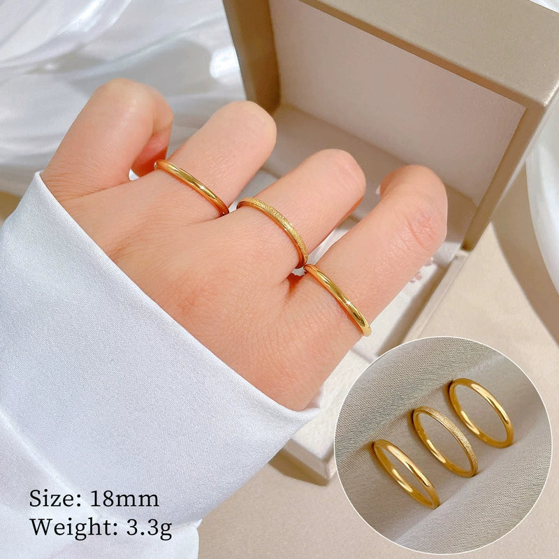 Titanium Steel Plain Threeinone Minimalistic Geometric Disco Ring With Crown Pattern And Polishing Treatment Unisex - Image 2