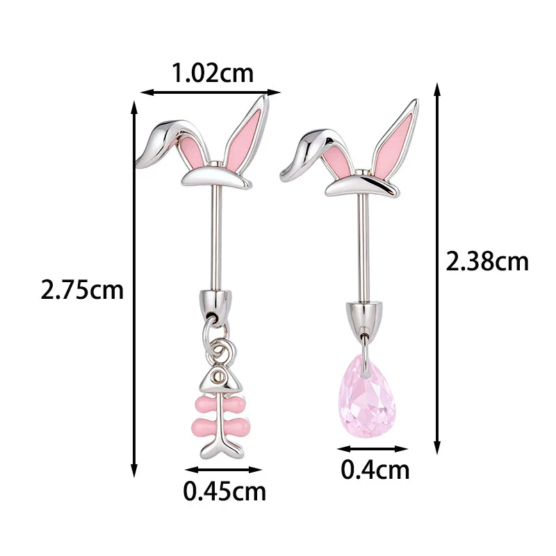 Titanium Steel Rabbit Ear Animal Zodiac Style Electroplated Women's Piercing Jewelry - Image 2