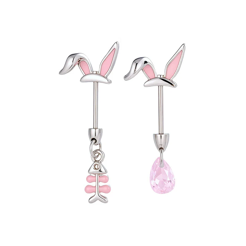 Titanium Steel Rabbit Ear Animal Zodiac Style Electroplated Women's Piercing Jewelry - Image 3