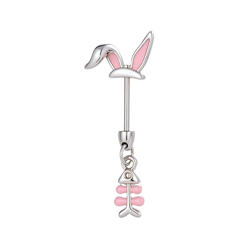 Titanium Steel Rabbit Ear Animal Zodiac Style Electroplated Women's Piercing Jewelry - Image 4
