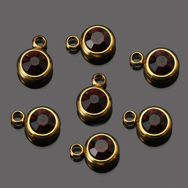 Titanium Steel Rhinestone Birthstone Pendant Jewelry Accessories With Electroplating - Image 15