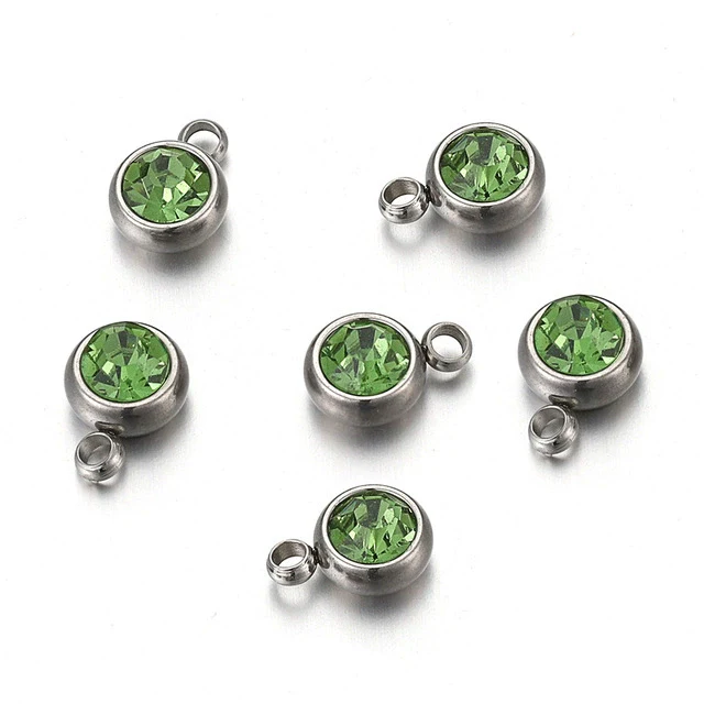 Titanium Steel Rhinestone Birthstone Pendant Jewelry Accessories With Electroplating - Image 21