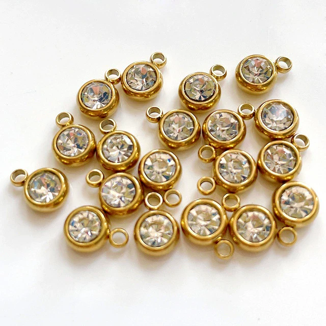 Titanium Steel Rhinestone Birthstone Pendant Jewelry Accessories With Electroplating - Image 7