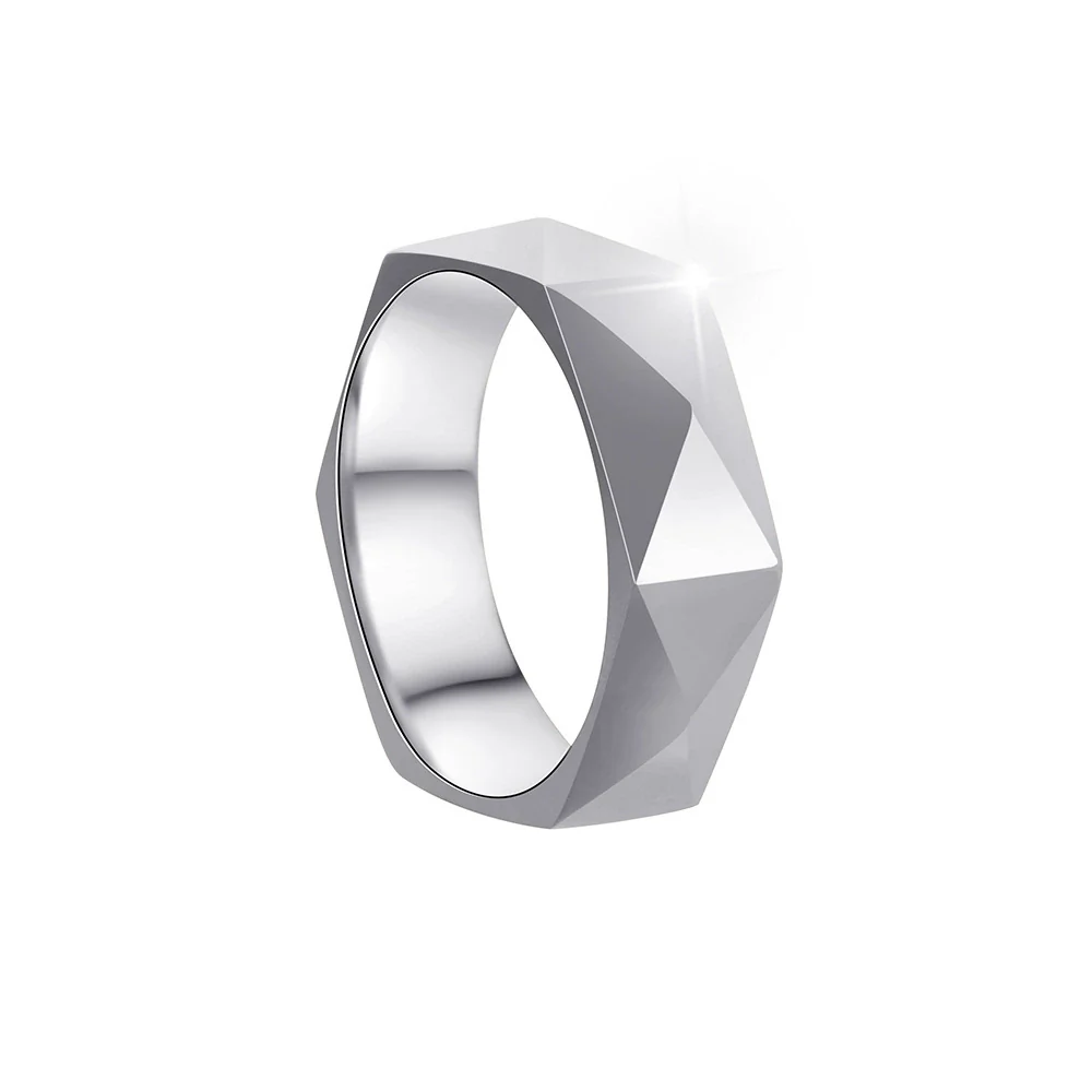 Titanium Steel Ring Rhombus Geometric Style Electroplated Unisex - Image 7