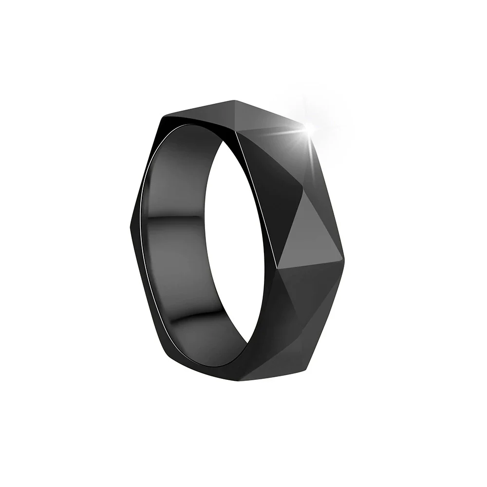 Titanium Steel Ring Rhombus Geometric Style Electroplated Unisex - Image 8