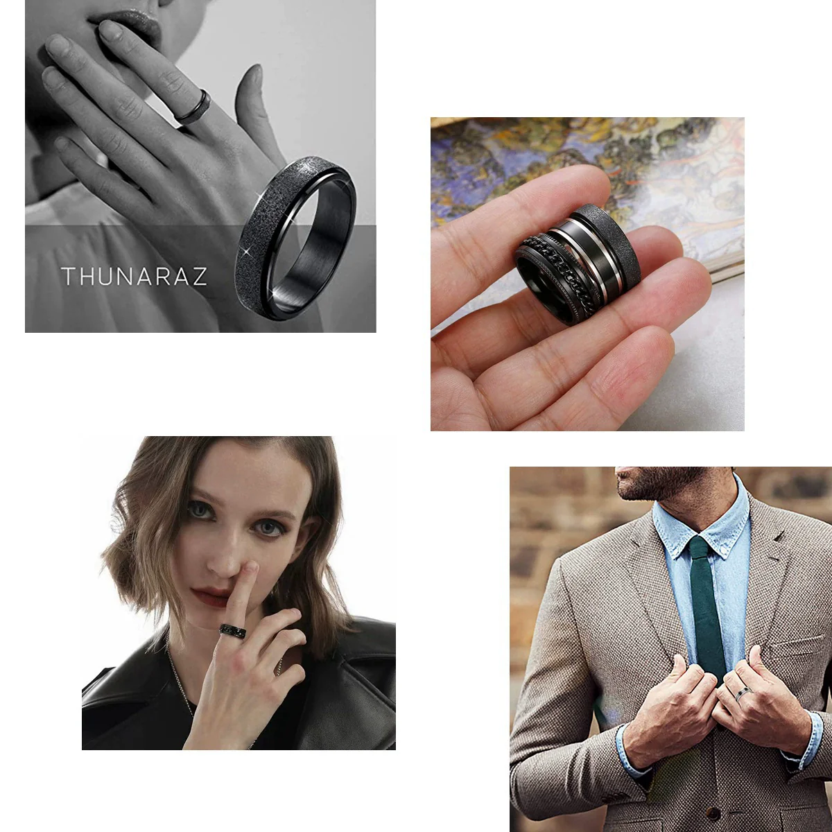 Titanium Steel Rotating Decompression Chain Ring Jewelry With Geometric Design - Image 5