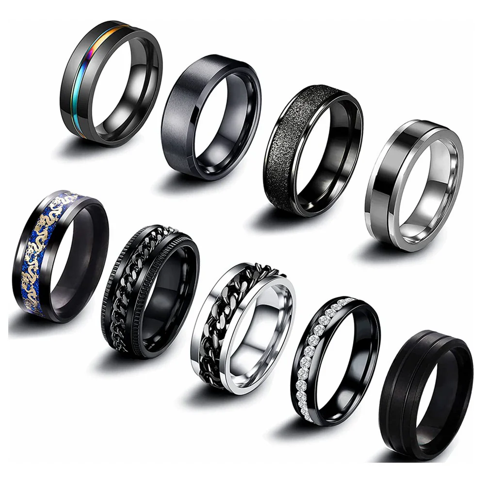 Titanium Steel Rotating Decompression Chain Ring Jewelry With Geometric Design - Image 6