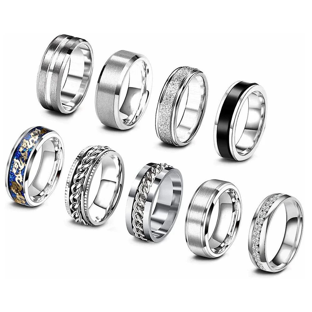 Titanium Steel Rotating Decompression Chain Ring Jewelry With Geometric Design - Image 7