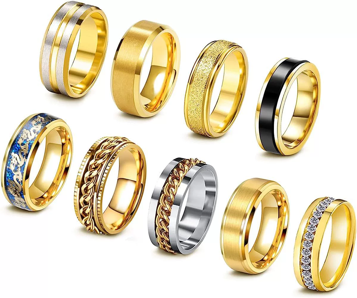 Titanium Steel Rotating Decompression Chain Ring Jewelry With Geometric Design - Image 8