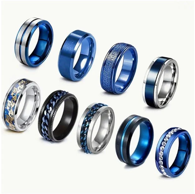 Titanium Steel Rotating Decompression Chain Ring Jewelry With Geometric Design - Image 9