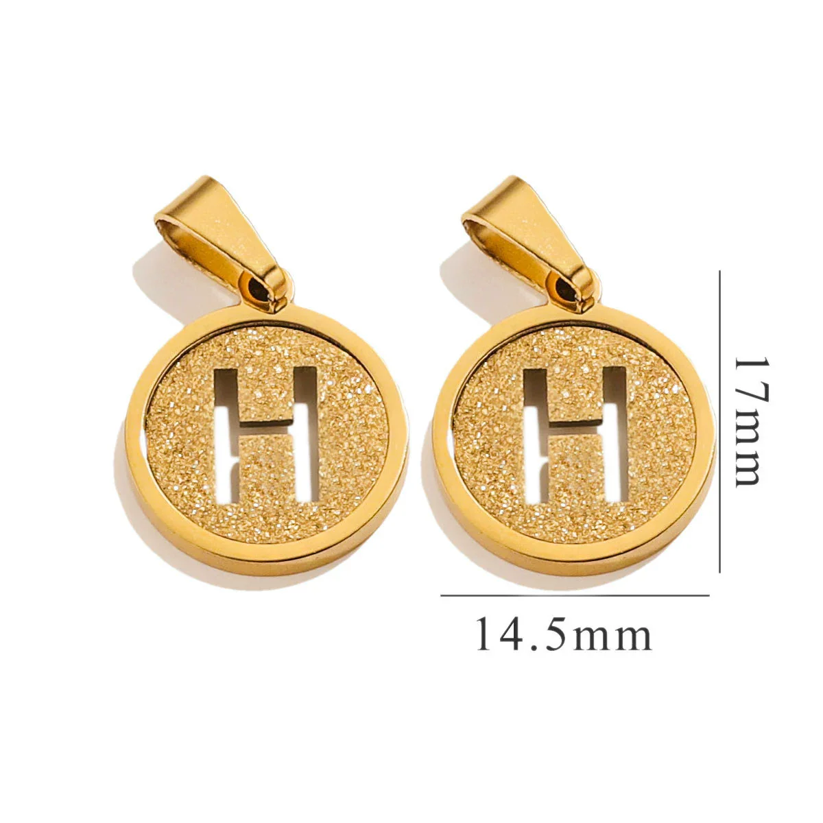 Titanium Steel Round Letter Pendant Jewelry With Sand Pressure And Electroplating Design - Image 13