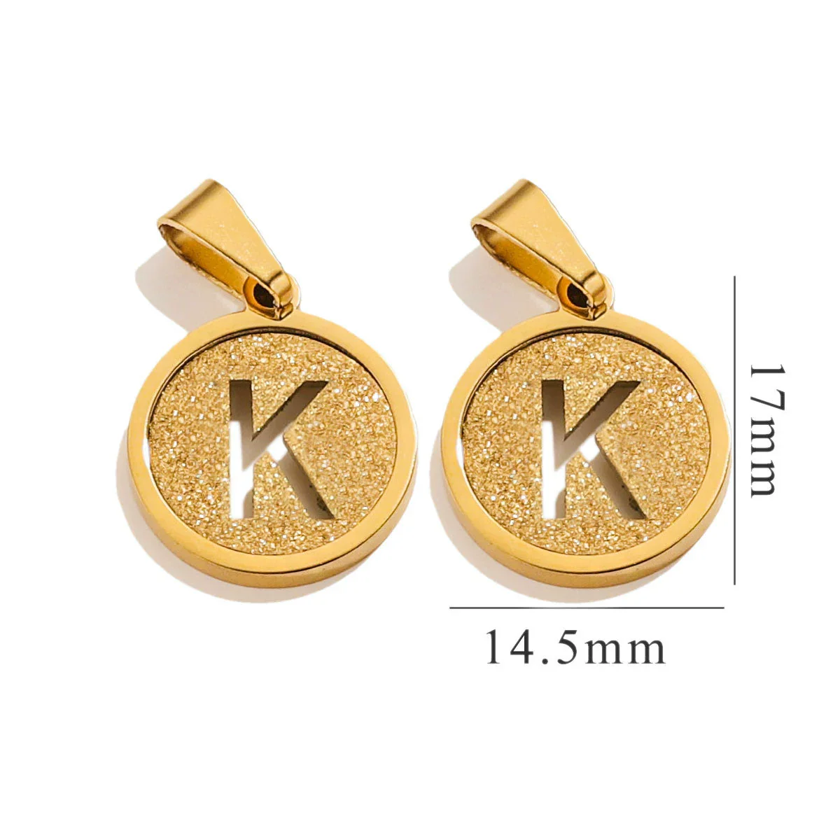 Titanium Steel Round Letter Pendant Jewelry With Sand Pressure And Electroplating Design - Image 16