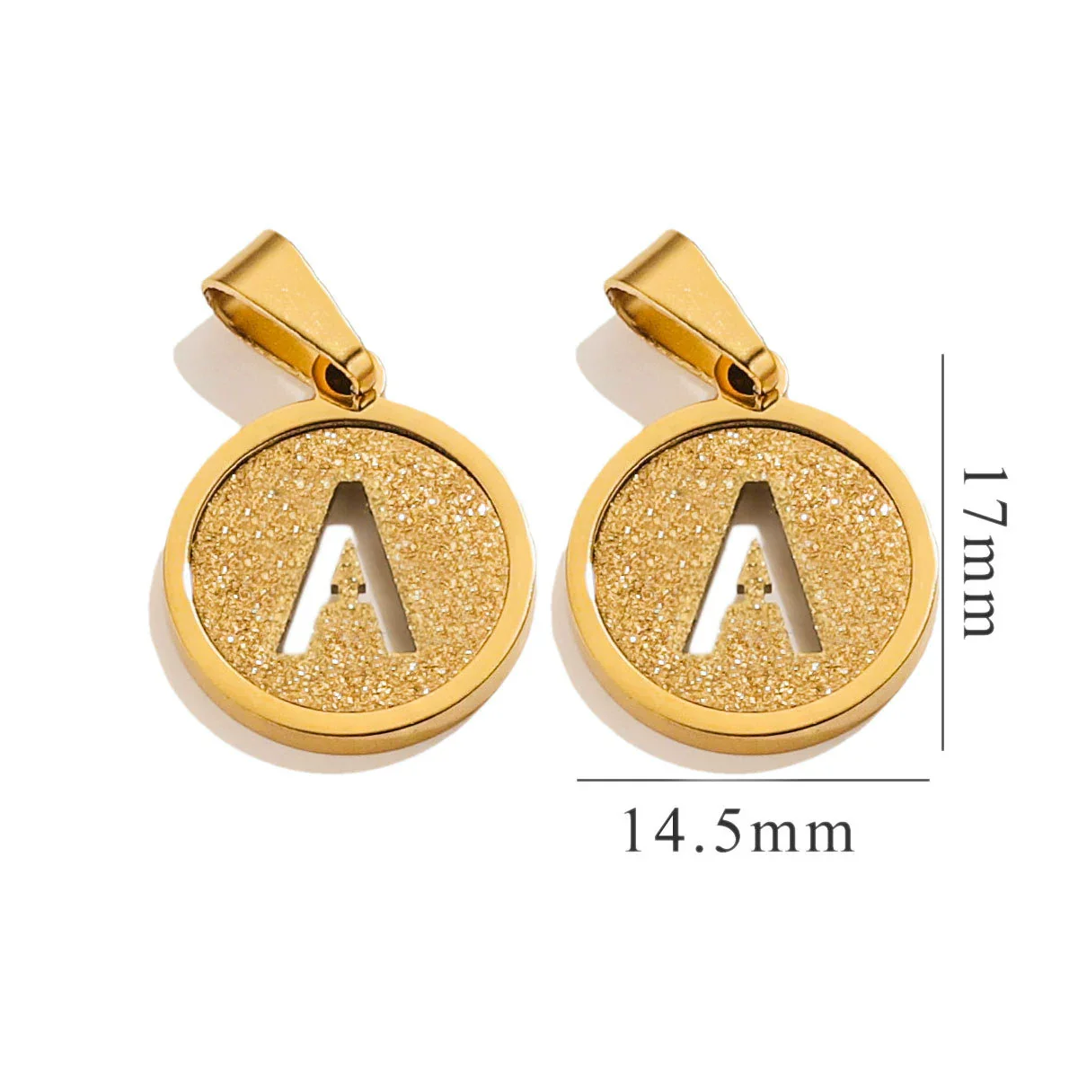 Titanium Steel Round Letter Pendant Jewelry With Sand Pressure And Electroplating Design - Image 2