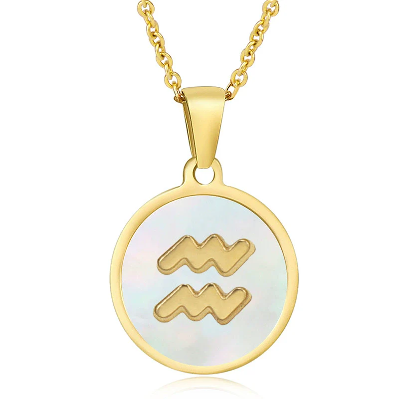 316L Stainless Steel Round Shell Constellation Necklace For Women With Vacuum Plating - Image 16