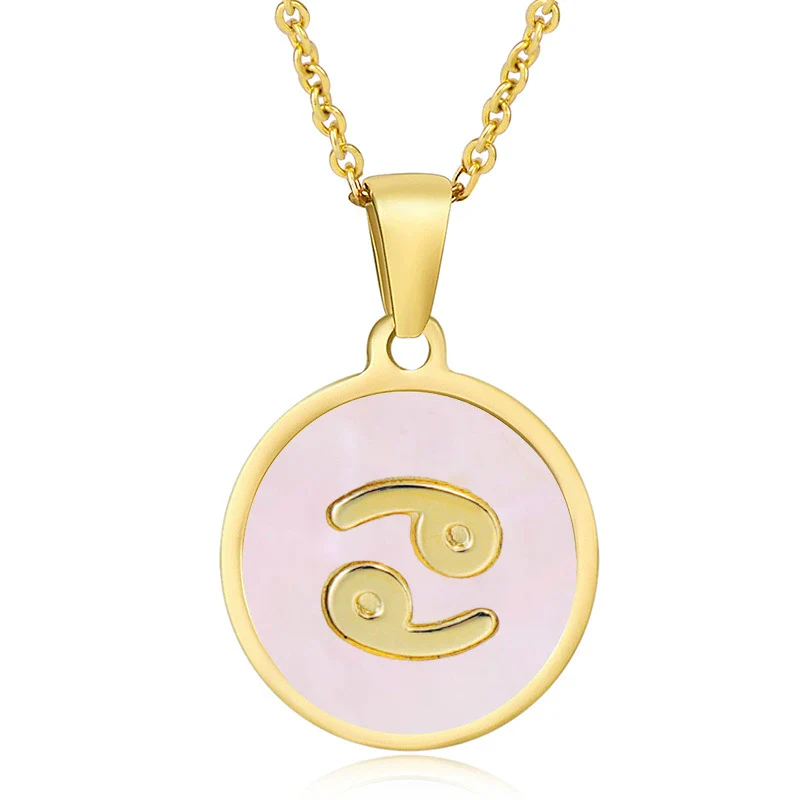 316L Stainless Steel Round Shell Constellation Necklace For Women With Vacuum Plating - Image 21