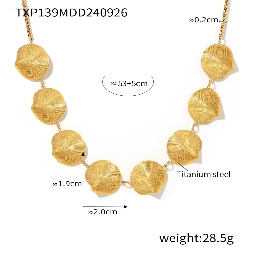 Titanium Steel Shell Pattern Jewelry Set With Electroplating Necklace And Earrings - Image 6