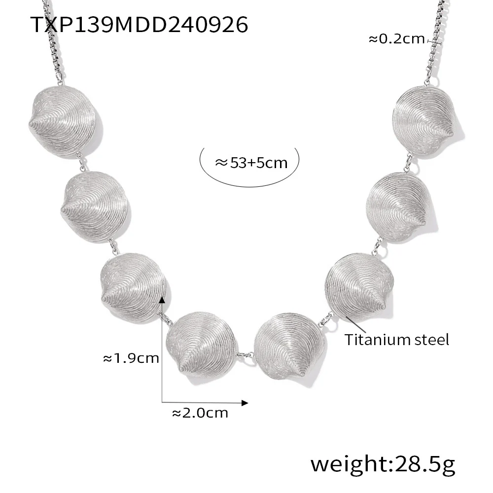 Titanium Steel Shell Pattern Jewelry Set With Electroplating Necklace And Earrings - Image 7