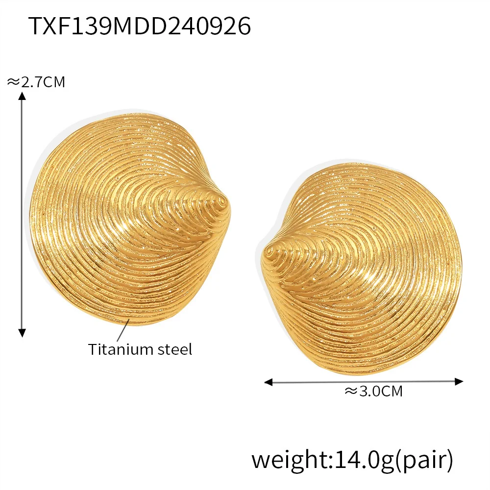 Titanium Steel Shell Pattern Jewelry Set With Electroplating Necklace And Earrings - Image 8