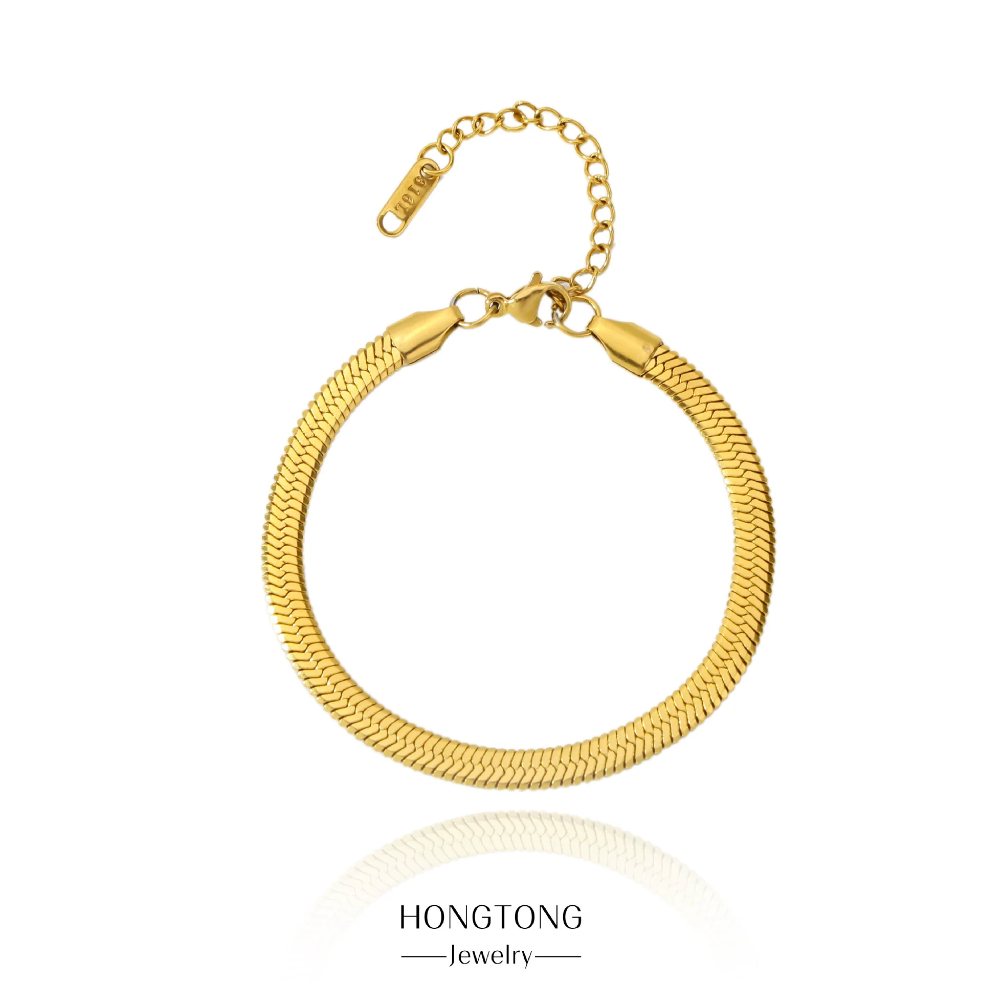 Titanium Steel Stainless Steel Plated 18K Gold Electroplated Women's Bracelet With Wave Geometric Snake Bone Design