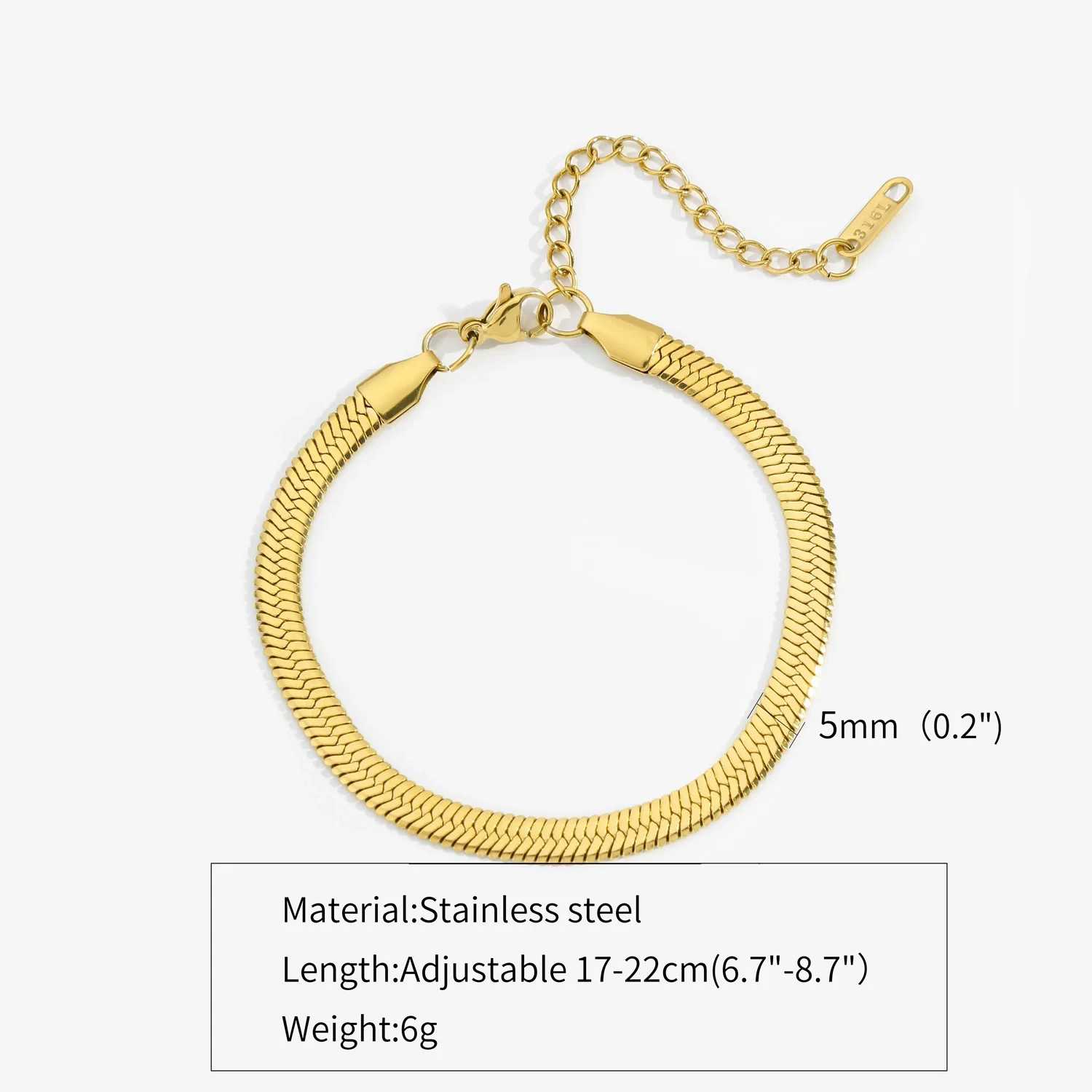Titanium Steel Stainless Steel Plated 18K Gold Electroplated Women's Bracelet With Wave Geometric Snake Bone Design - Image 6