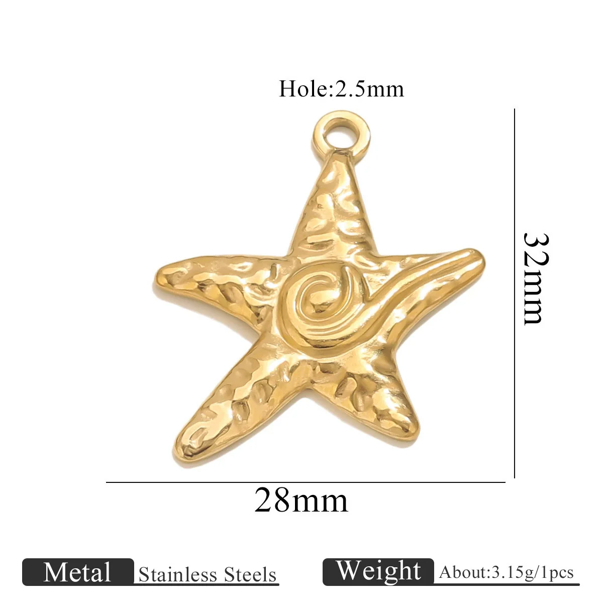 Titanium Steel Starfish Conch Pendant Necklace Accessories Electroplating - Image 18