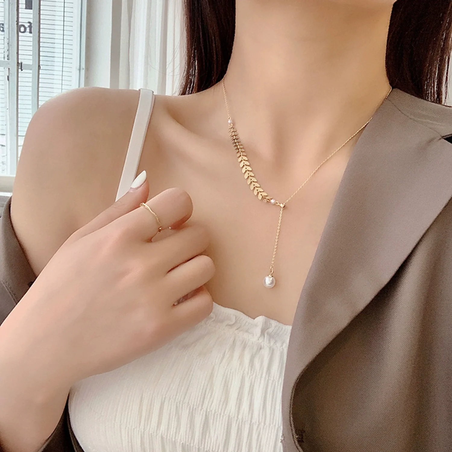 Titanium Steel Threepiece Jewelry Set With Geometric Pattern And Electroplating Design Cold Style Simple Include Necklace Earrings Bracelet - Image 3