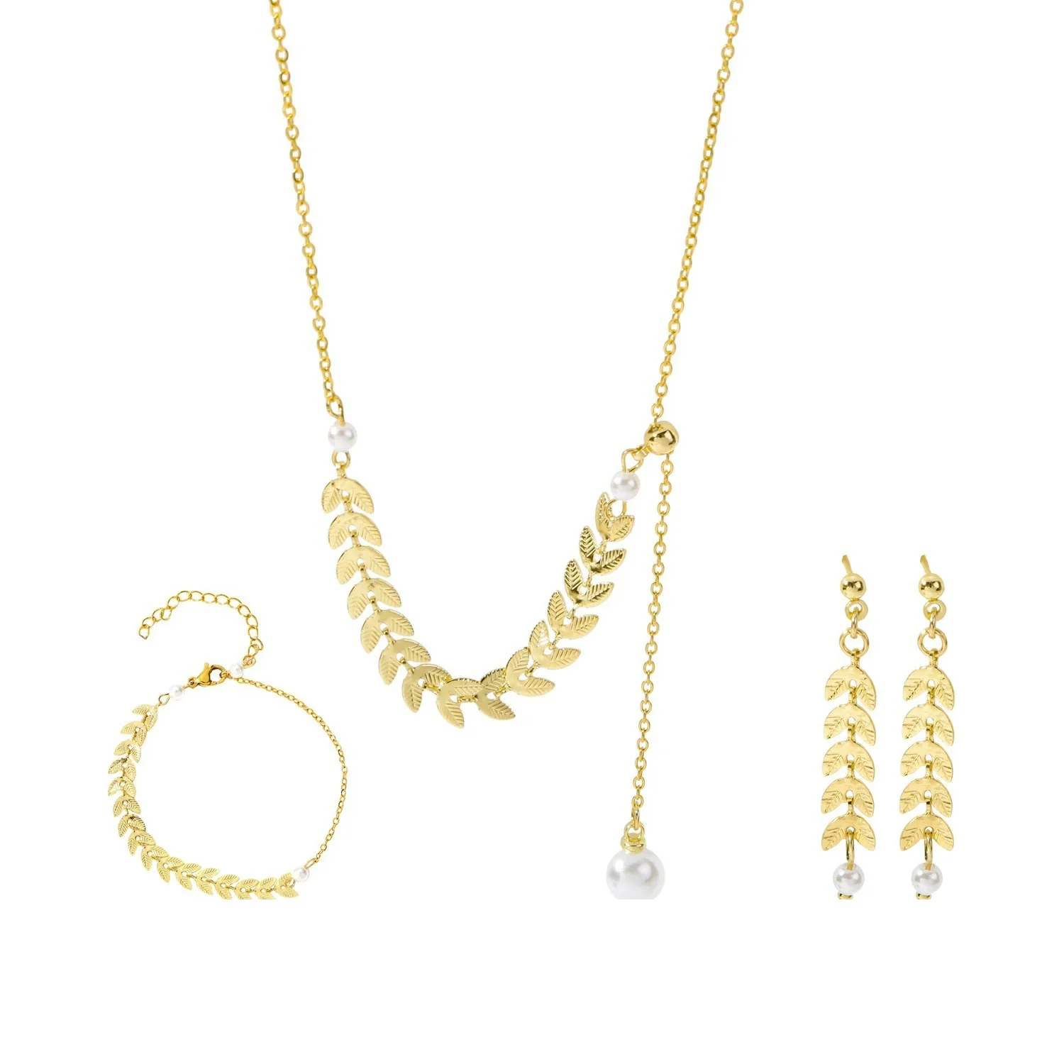 Titanium Steel Threepiece Jewelry Set With Geometric Pattern And Electroplating Design Cold Style Simple Include Necklace Earrings Bracelet - Image 5