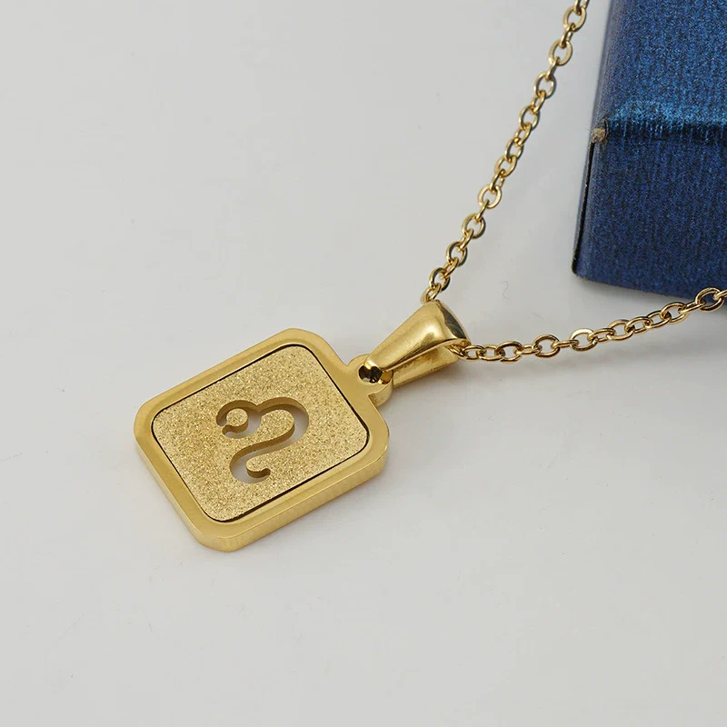 316L Stainless Steel Twelve Constellation Pendant Necklace For Women With Sand Glitter Powder And Vacuum Plating - Image 10
