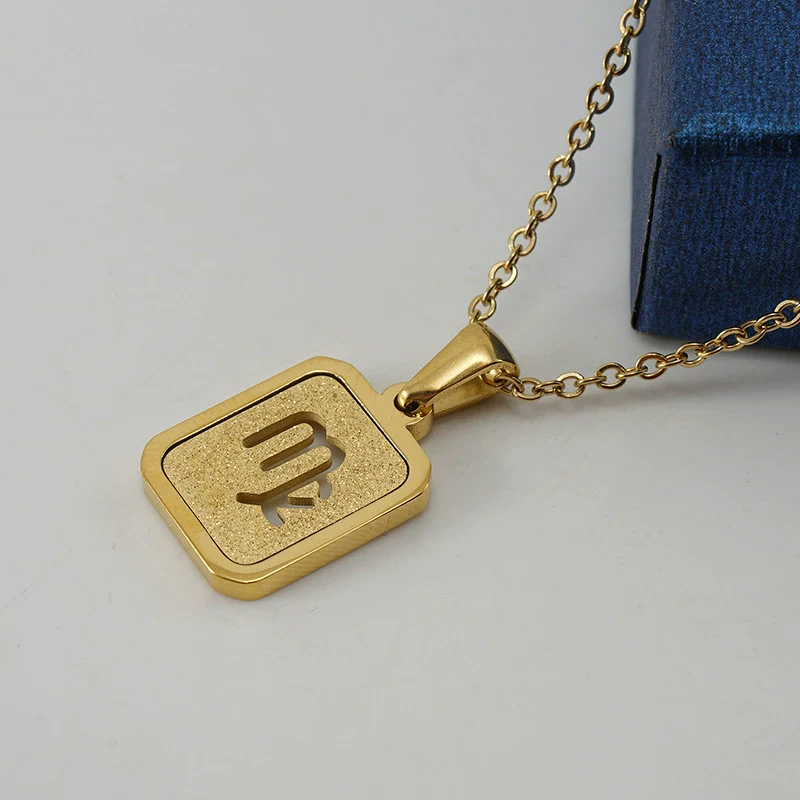 316L Stainless Steel Twelve Constellation Pendant Necklace For Women With Sand Glitter Powder And Vacuum Plating - Image 11
