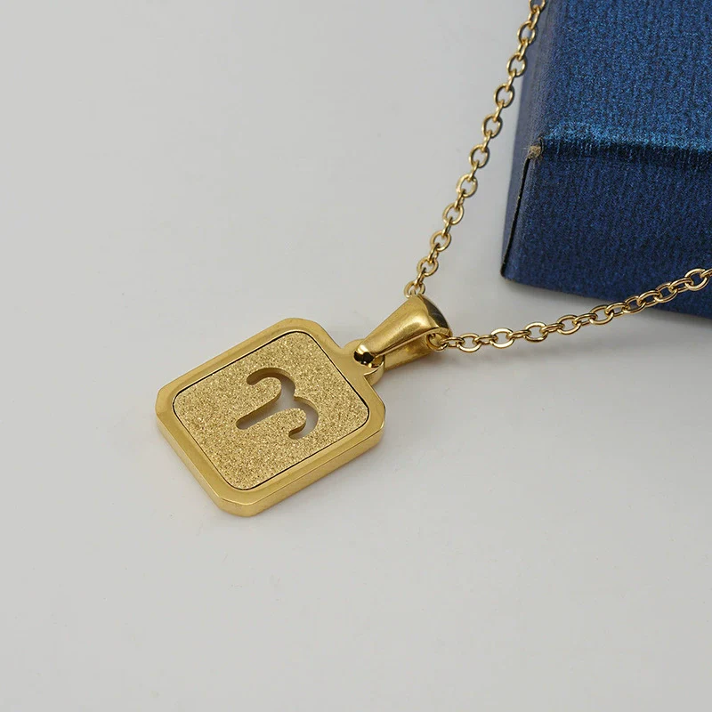 316L Stainless Steel Twelve Constellation Pendant Necklace For Women With Sand Glitter Powder And Vacuum Plating - Image 6