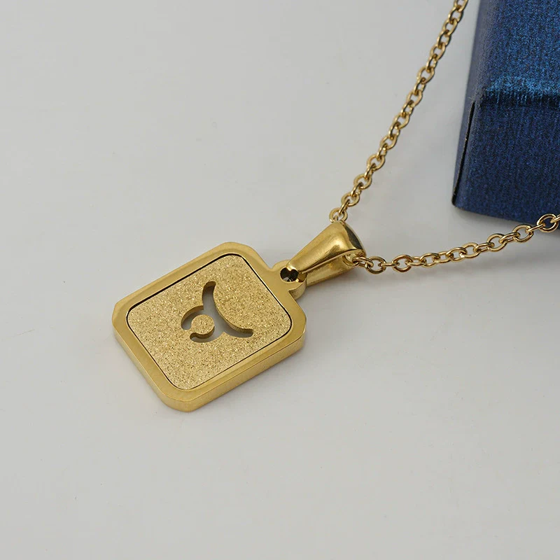 316L Stainless Steel Twelve Constellation Pendant Necklace For Women With Sand Glitter Powder And Vacuum Plating - Image 7
