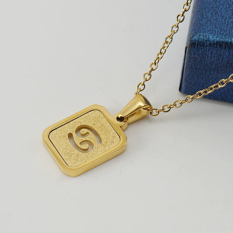 316L Stainless Steel Twelve Constellation Pendant Necklace For Women With Sand Glitter Powder And Vacuum Plating - Image 9