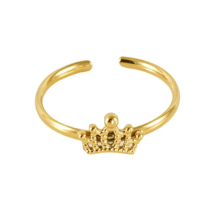 316L Stainless Steel Women's Airplane Ring With Geometric And Four Leaf Clover Pattern Electroplated Design - Image 5