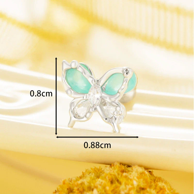 Titanium Steel Women's Animals Style Inlaid Zircon Butterfly Earrings - Image 10