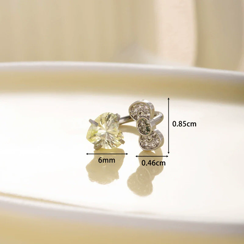 Titanium Steel Women's C Shaped Horseshoe Ring Style Earrings With Inlaid Zircon Bow And Heart Pattern - Image 10