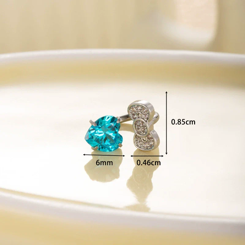 Titanium Steel Women's C Shaped Horseshoe Ring Style Earrings With Inlaid Zircon Bow And Heart Pattern - Image 11