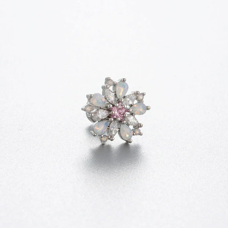 Titanium Steel Women's Cute Bear Pink Bow Zircon Earrings - Image 9