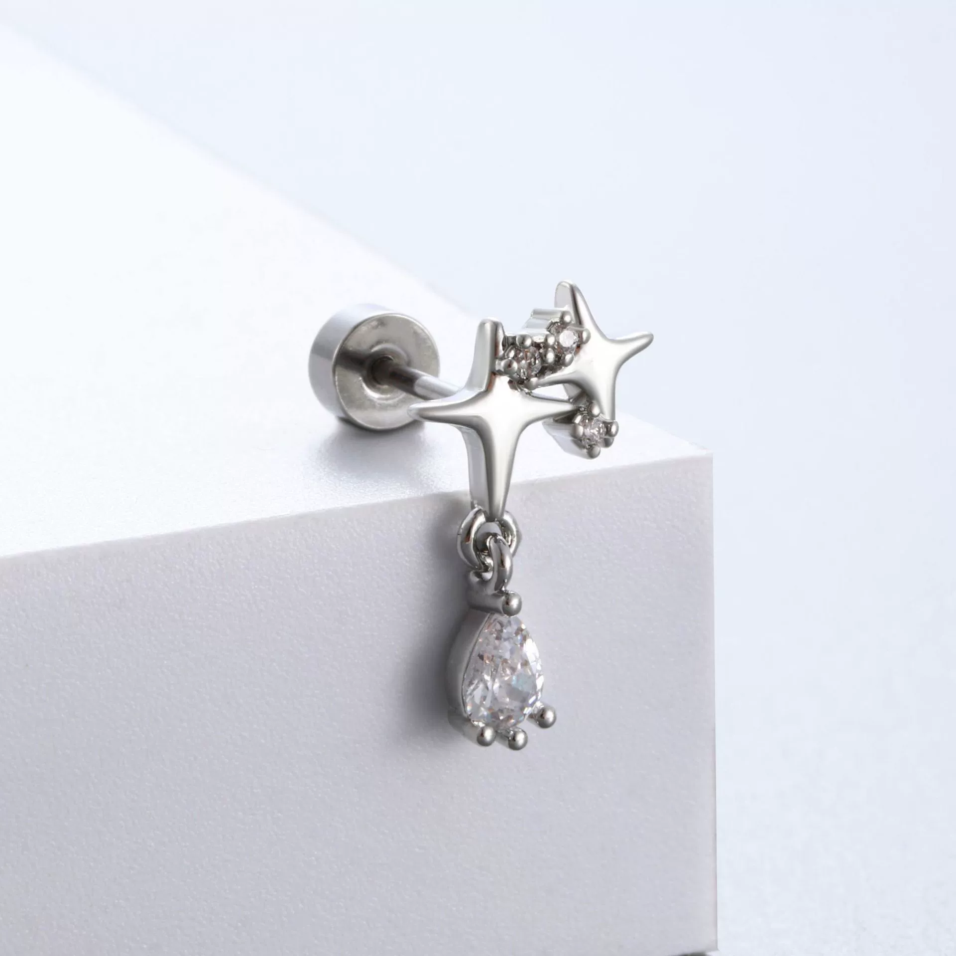 Titanium Steel Women's Earrings With Zirconia Bow And Drop Shape Design - Image 8